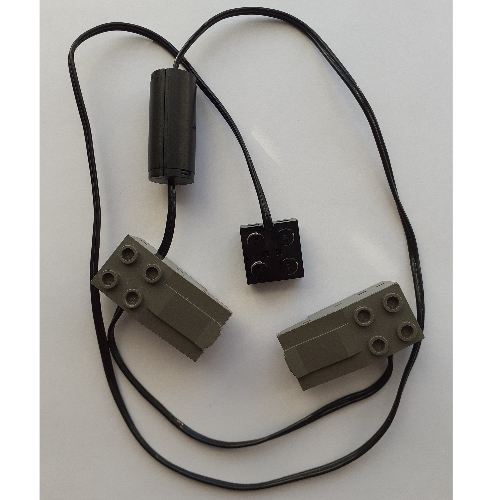 Lego Wire with Brick 2 x 2 x 2/3 and Train Track Contacts / Dark Gray