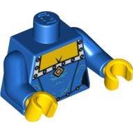 Lego Torso Corset with Squared Neckline with Gold Trim Print (Queen), Blue Arms, Yellow Hands / Blue