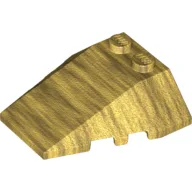 Brick Wedged, Sloped 4 x 4 Triple, Stud Notches / Pearl Gold