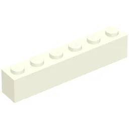 Brick 1 x 6 without Bottom Tubes, with 2 Raised Cross Supports / White