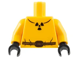 Torso Safety Suit with Black Belt and Radioactivity Warning Pattern / Bright Light Orange Arms / Black Hands