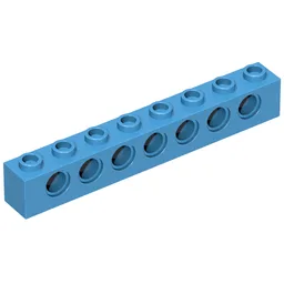 Technic Brick 1 x 8 [7 Pin Holes] / Dark Azure