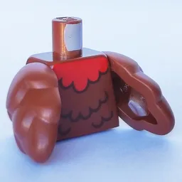 Torso with Bird Wings, Dark Brown Feathers, Red Collar Print