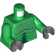 Lego Torso Alien with Scales and Muscles Outline Print, Green Arms, Dark Bluish Gray Hands / Green