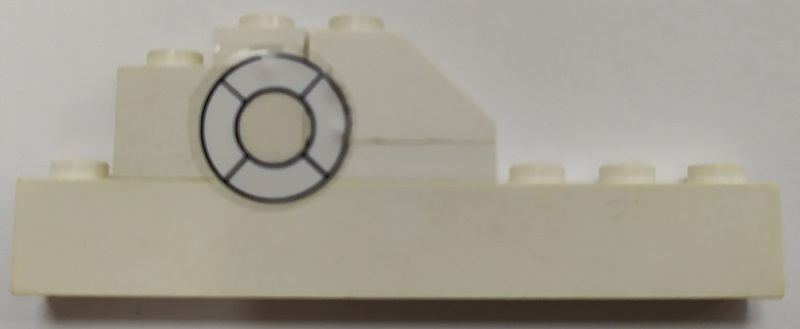 Lego Stickered Assembly 8 x 1 x 2 1/3 with White Life Preserver Pattern Model Left Side (Sticker) - Set 709-1