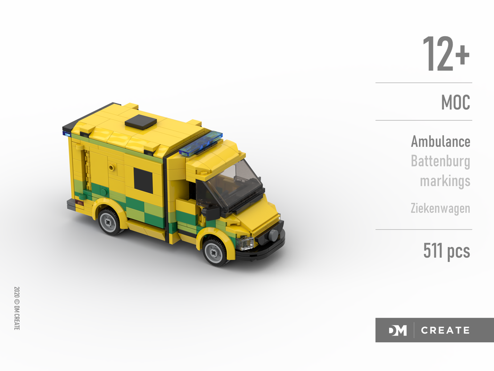 Lego Ambulance Mercedes Sprinter (Battenburg markings - Belgian version)