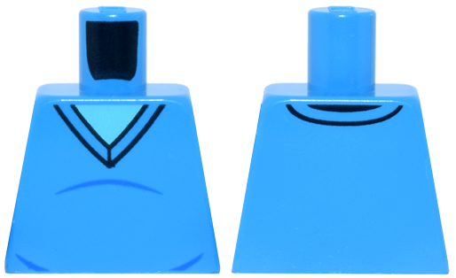 Lego Torso V-Neck Sweater with Black Trim and Blue Creases over Medium Azure Shirt Pattern