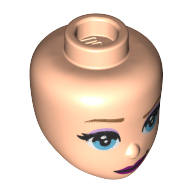 Lego Minidoll Head Blue Eyes, Lavender Eye Shadow, Dark Purple Lips print / Light Nougat