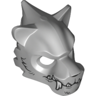 Lego Mask Tiger with White Fangs and Black Fur Print / Light Bluish Gray