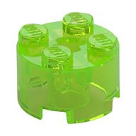 Lego Brick Round 2 x 2 with Axle Hole / Trans-Bright Green