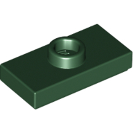 Lego Plate Special 1 x 2 with 1 Stud with Groove and Inside Stud Holder (Jumper) / Dark Green