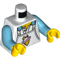 Lego Torso Shirt and Apron with Ice Cream Print, Medium Azure Arms, Yellow Hands / White