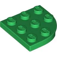 Plate Round Corner 3 x 3 / Green