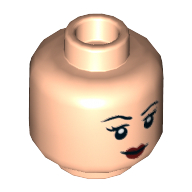 Lego Minifig Head Wonder Woman, Eyebrows, Eyelashes, Red Lips, Annoyed / Slight Smile Print / Light Nougat