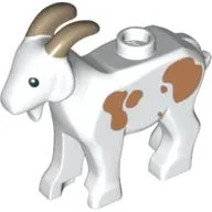 Animal, Goat with Dark Tan Horns and Medium Nougat Spots Print / White