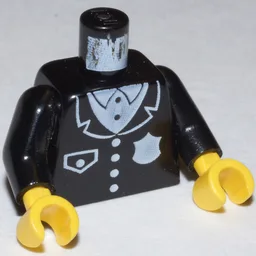 Torso, Jacket, Police Uniform with White Badge and Pocket Print, Black Arms, Yellow Hands / Black