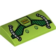 Brick Curved 2 x 4 x 2/3 No Studs with Hoses and Machinery Print / Lime