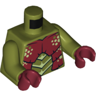 Lego Torso Galaxy Squad Mantizoid with Dark Red, Yellowish Green and Black Exoskeleton Print, Olive Green Arms, Dark Red Hands / Olive Green