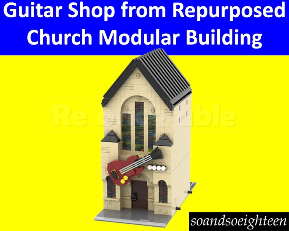 Lego Guitar Shop from Repurposed Church Modular Building