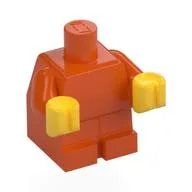 Baby / Toddler Body with Fixed Arms and Yellow Hands / Reddish Orange