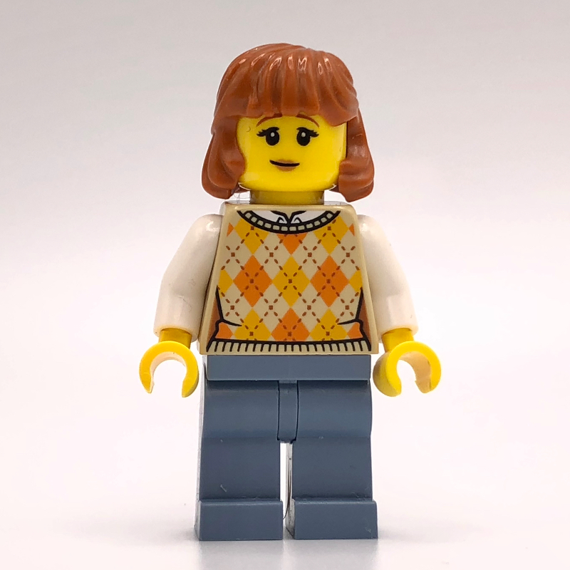Lego Tan Torso, Sand Blue Legs, Dark Orange Hair
