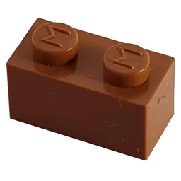 Modulex Brick 1 x 2 with M on Stud / Modulex Terracotta