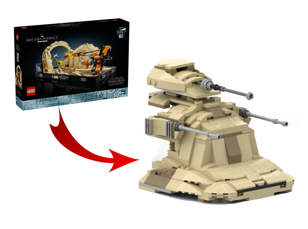 Lego Armored Assault Tank Mk I - Alternate Build of 75380-1 The Phantom Menace Mos Espa Podrace Diorama