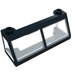 Windscreen 2 x 6 x 2 Train with Trans-Clear Glass / Black