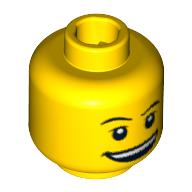 Lego Minifig Head Diver, Dual Sided, Thin Eyebrows, Open Smile / Surprised Print [Blocked Open Stud] / Yellow