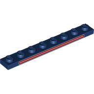Lego Plate 1 x 8 with Silver/Dark Red Oval Stripe print