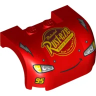 Vehicle Body, Wheel Arch / Mudguard 3 x 4 x 1 2/3 Curved with Front with Headlights, Grill and 'Rust-eze' Print (10730-1) / Red