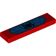 Tile 1 x 4 with Black Spider and Webbing on Blue Background Print