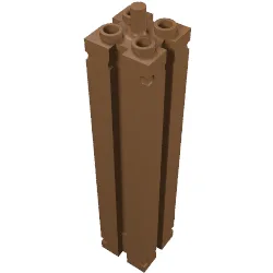 Support 2 x 2 x 8 with Grooves, Smooth On All Sides, Top Peg / Reddish Brown