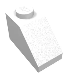 Brick Sloped 45° 2 x 1 with Bottom Pin / White