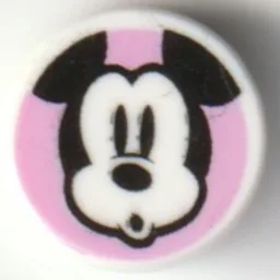 Tile Round 1 x 1 with Mickey Mouse, Surprised on Bright Pink Background Print