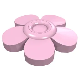 Headwear Accessory Flower with 5 Smooth Petals and Pin / Bright Pink