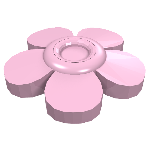 Lego Headwear Accessory Flower with 5 Smooth Petals and Pin / Bright Pink