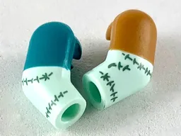 Arm, (Matching Left and Right) Pair with Short Sleeves and Sand Green Stitching Pattern / Light Aqua