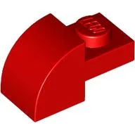 Brick Curved 1 x 2 x 1 with Curved Top / Red