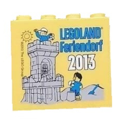 Lego Brick 2 x 4 x 3 with 'LEGOLAND Feriendorf 2013 Castle' Print / Yellow