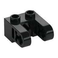 Technic Brick 1 x 2 with Hole and Dual Beam Extensions / Black