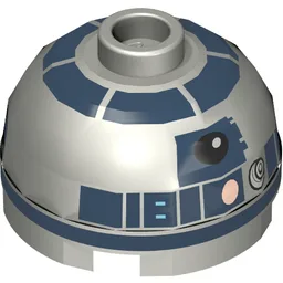 Brick Round 2 x 2 Dome Top with Lavender Dots, Dark Blue Print (R2-D2)