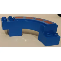 Duplo Road Section, Curve with Red Stripes Print / Blue