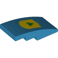 Brick Curved 4 x 2 No Studs with Yellow Boost Start Button Print / Dark Azure