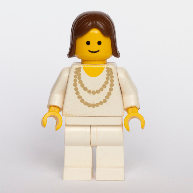 Lego Woman - White Torso, Yellow Necklace, White  Legs