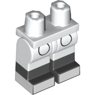 Lego Hips with White Legs and Black Boots Pattern with White Toes / White