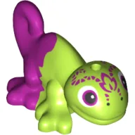 Animal, Chameleon with Magenta Eyes and Magenta Tail Print / Lime