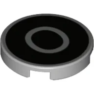 Tile Round 2 x 2 with 'O' on Black Background Print / Light Bluish Gray