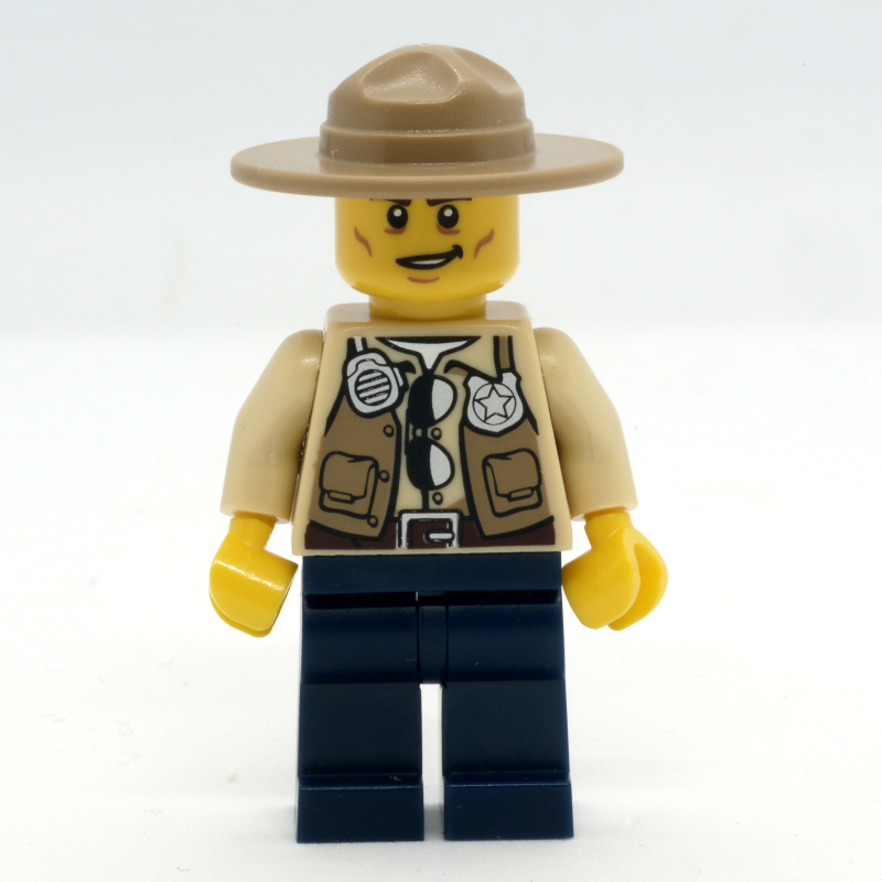 Lego Swamp Police / Ranger, Dark Tan Campaign Hat, Dark Blue Legs