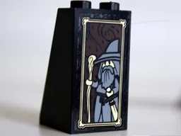 Slope 75 2 x 2 x 3 - Solid Studs with Portrait of Gandalf the Grey Pattern (Sticker) - Set 10237